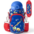 Water Bottle Carrier Bag with Strap for Kids - Water Bottle Bag Holder with Padded Strap Pocket 10/12/14/16/18Oz for Boys Girls School Walking Hiking Camping - style: Cartoon Car