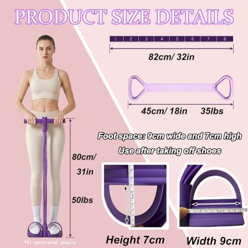 3Pcs Pedal Resistance Band with Handle Figure 8 Resistance Band Purple
