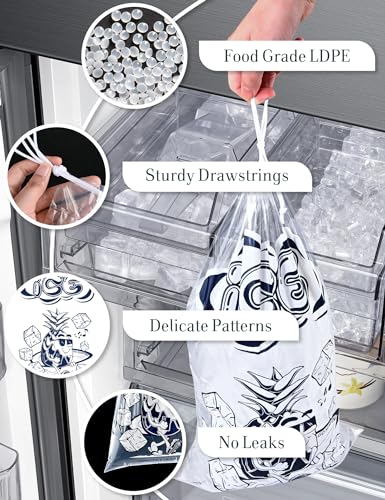 100 Pack Ice Bags 20 lb with Drawstring, Heavy-Duty Ice Bags for Ice Machine(2 Mils Thickness) - color: 20LB, size: 100 Pack-PA