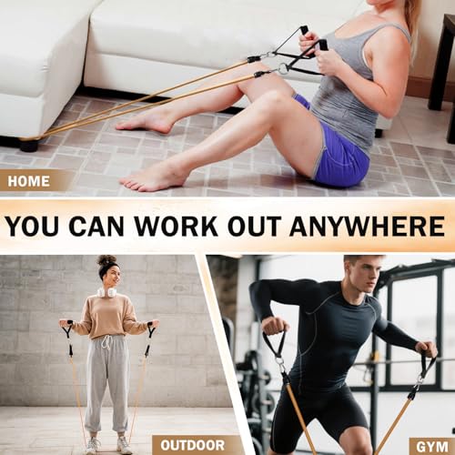 WHATAFIT Resistance Bands with Handles, 150 lb Exercise Bands Set - color: Gradient Coffee