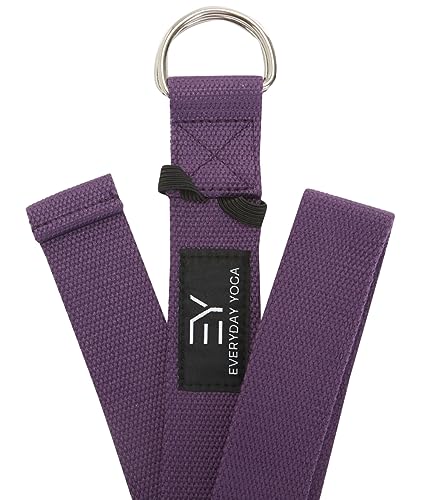 Everyday Yoga Strap with Metal D-Ring Athletic Stretching, 6ft/8ft/10ft - color: Plum, size: 6 Foot