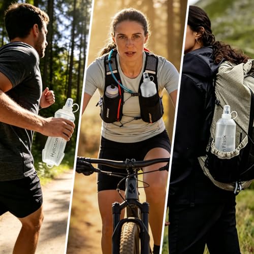 500ml Soft Flask, Shrink As You Drink Collapsible Water Bottles for Running Vest & Hydration Pack, BPA-Free Leak-Proof TPU Folding Bottle for Hiking Cycling Climbing Jogging-White - color: 1PCS White