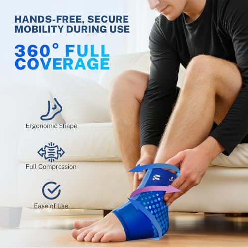 Ankle Ice Pack Wrap, Long-Lasting Cold Compression for Ankle Recovery - color: Blue, size: L