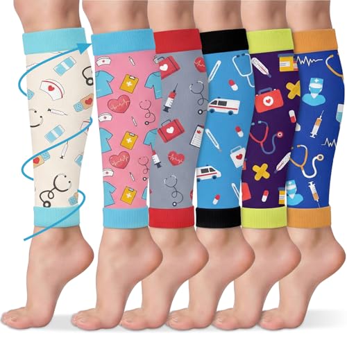 Hercicy 6 Pairs Nurse Calf Compression Sleeve Thank You Gift, Fresh - style: Fresh