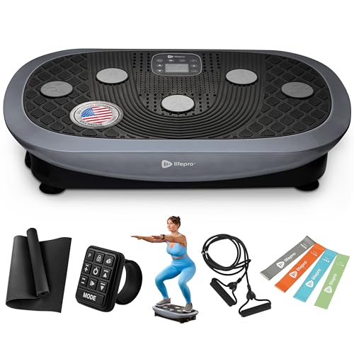 Lifepro Rumblex 4D Vibration Plate Exercise Machine with 7 Training Modes - color: Gray, size: Plus