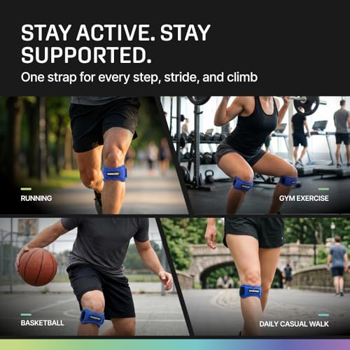 Modvel Knee Strap Patella Tendon Support Brace Band, One Size, 2-Pack - color: Royal Blue