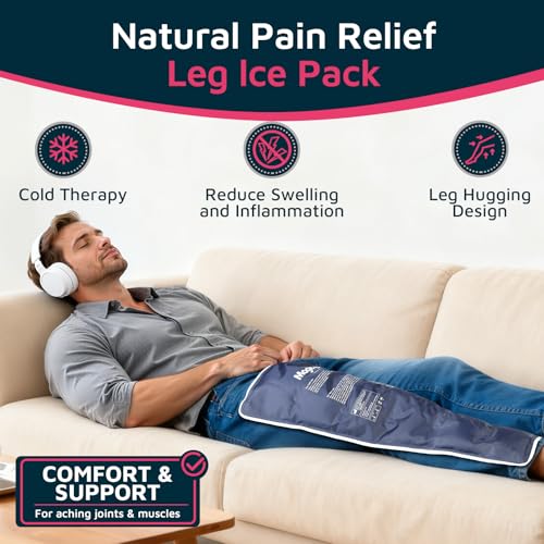 Magic Gel Leg Ice Pack - Professional Cold Therapy - Wrap Around Shin Ice Packs - Full Leg Ice Pack Wrap Around Entire Legs - Cool Down Your Legs Shins Hamstrings - Grey - style: Leg Ice Pack - Grey