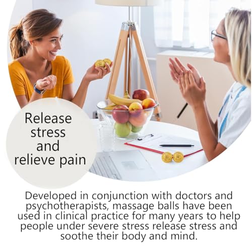 2Pack Hand Massage Ball, Golden Massage Ball, Magnetic Hand acupoint Portable Manual Massage Ball Hand Acupoints Balls,