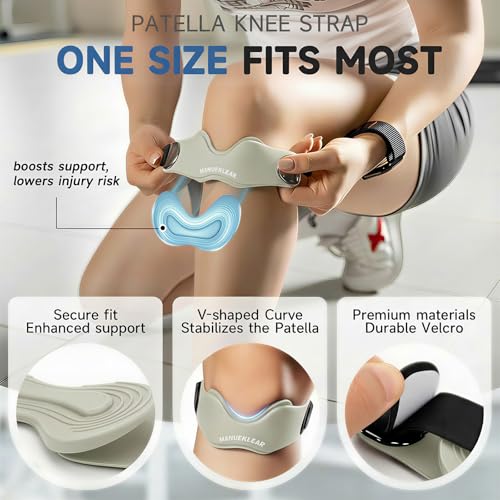 MANUEKLEAR V-Shaped Patella Bands, Adjustable Flex Wrap Patellar Tendon Support Strap for Men Women, Silicone Patella Knee Straps Suitable for Pain Relief Running Hiking Basketball, (2pcs) (Cyan) - color: Cyan