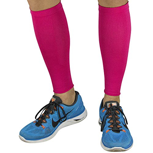 Canidae PURE Calf Sleeves - #1 Compression Leg Sleeve for Runners - Men and Women Shin Sleeves - color: Neon Pink, size: X-Small/Small