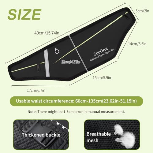 SooGree Slim Running Belt Fanny Packs for Women Men,Water Bottle Holder Hydration Fanny Pouch,Waterproof Sport Waist Pack with Reflective Strip,Runner Belt Bag for Running Cycling Camping Gym (Black) - color: Fullblack