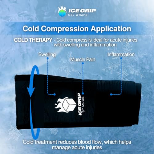Black Ice Pack Wrap, Hot & Cold Therapy (Large) - Multi-Use Reusable Ice Pack Sleeve for Pain Relief for Knee, Elbow, Hamstring, Shin, Forearm, Ankle - size: Large
