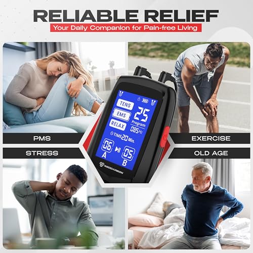 NEOCARBON TENS Unit Muscle Stimulator Ergo Machine for Pain Relief, Black - color: Black