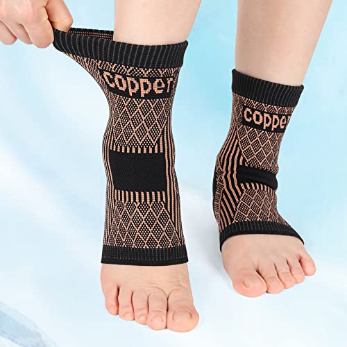 Ankle Brace, Copper-Infused Ankle Support Compression Socks, AnkleBraces for Men Women, Foot Support Wraps for Achilles Tendon Sprained Ankle Plantar Fasciitis - size: Small