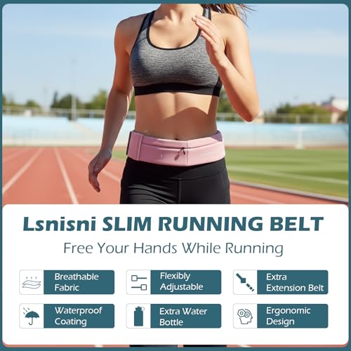 Slim Running Belt for Men and Women, Running Waist Pack - color: Pink-medium