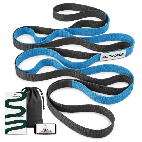 Trideer Stretching Strap with Loops for Physical Therapy,Non-Elastic - color: Blue/Black