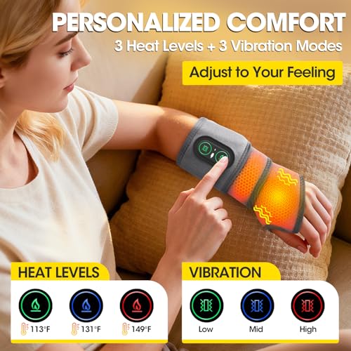 WoloyHeatie Wrist Heating Pad Red Light Massage Carpal Tunnel, FSA Eligible - color: Gray