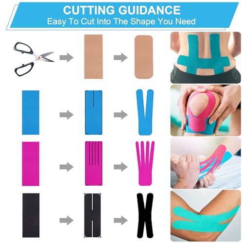 Kinesiology Tape Precut Strips K Tape Rolls for Muscle Support - color: Beige,black,blue