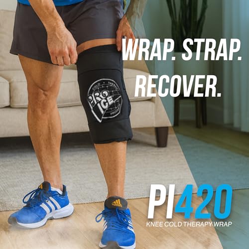 Pro Ice Cold Wrap for Left & Right Knee - Reusable Ice Packs for Injuries Included - Ideal for Knee Sprains, Swelling & Arthritis - PI 420