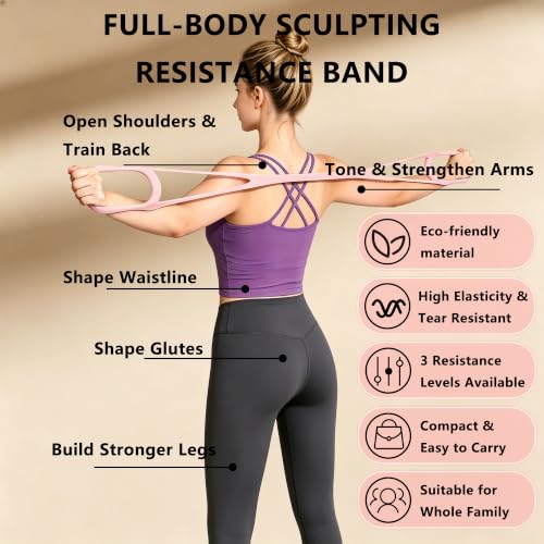 20/25/35lb Elastic Silicone Figure 8 Resistance Bands with Handles - color: Pink