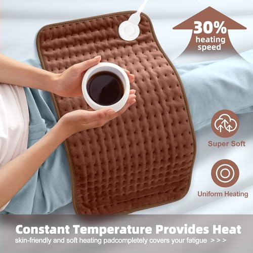 VALGELUIK Heating Pad for Back Pain Relief, 12"x24" Electric Heat Pad Gifts - color: Brown, size: 12 Inch x 24 Inch