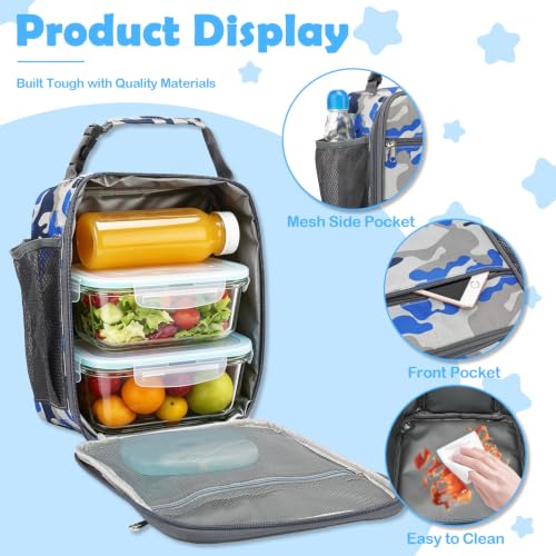 FlowFly Kids Lunch box Insulated Soft Bag Mini Cooler Back to School Thermal Meal Tote Kit for Girls, Boys, Camo - color: Camo
