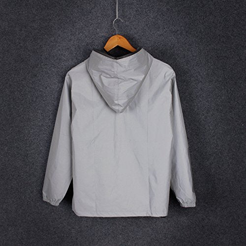 Men Reflective Coat Hooded Windbreaker Running Pocket Jacket - size: Small