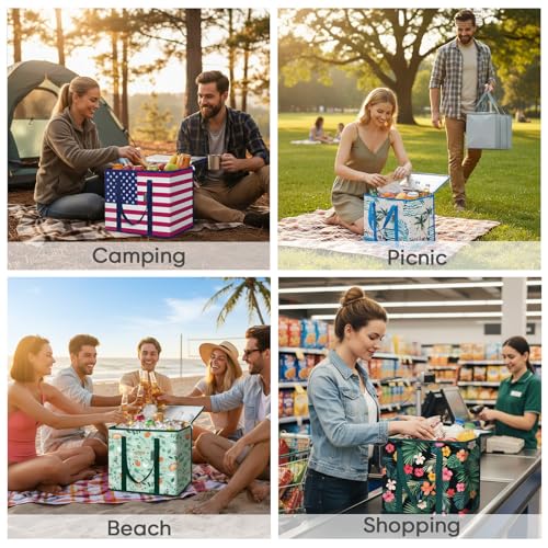 BALEINE Insulated Reusable Grocery Bags with Zippered Top, Large Cooler Bag - color: Island Breeze, size: 2 Pack