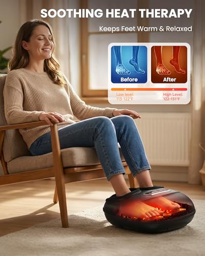 CILI Shiatsu Foot Massager with Heat & Compression, FSA Eligible - color: Black