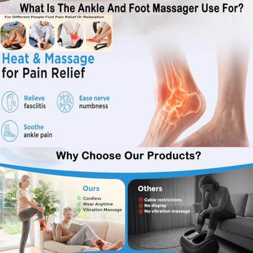 Cordless Foot Renew Triple Method Massager,Ankle Heating Pad for Relaxation