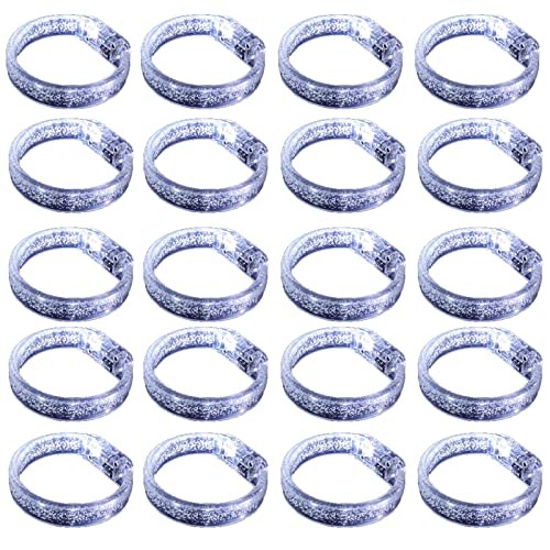 LED Light up Bracelets, White Glow Wristbands Party Favors Toys Supplies for Birthday, Halloween, Carnivals Parties, Clear Case 30 Pack