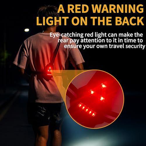 Aoresac LED Chest Front Light, Multi Lamp Red Warning USB Rechargeable Night Running Light Triangle Reflective Strap Back Light for Cyclists, Climbers, and Night Runners (7 Lamp)