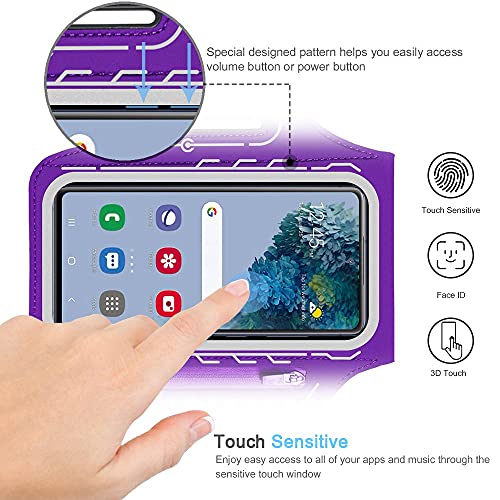 Armband for Samsung Galaxy S26 S25 S24 S23 S22 Ultra/Plus/FE, Gym Running Workouts Arm Band with Earbuds Holder (Purple) - color: Purple