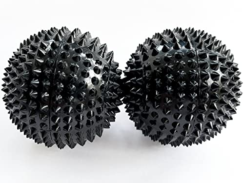 2X Spiky DBT Skill Balls | Magnetic Stress Relief Balls | Spiky Massage Balls for Relaxation, Tension Release, Focus & Mobility (Black, 2 Inch) - color: Black, size: 2 inches