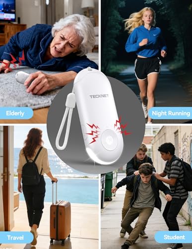 TECKNET Personal Safety Alarm, Rechargeable Personal Alarms for Women, 130dB Extra Loud Siren & Strobe Light Travel Safe Self Defense Alarm, Gift for Women, College Girls, Teenagers, Seniors(White) - color: White