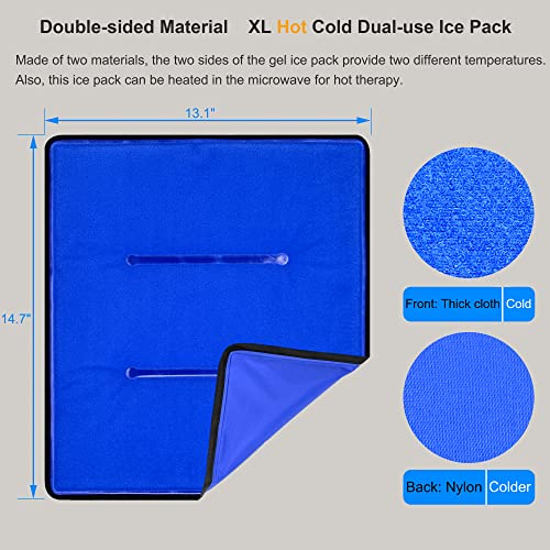 Koo-Care Extra Large Gel Ice Pack for Injuries Reusable Flexible Hot Cold Compress with Wrap for Shoulder Rotator Cuff, Back, Hip, Shin, Knee Replacement Surgery Pain Relief 13.1" x 14.7" XL Pack of 2 - size: 13.1 x 14.7 Inch (Pack of 2)