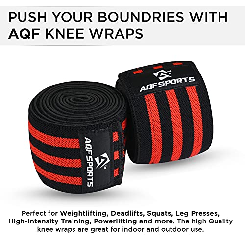 AQF Knee Wraps for Weightlifting Bandage - 78" IPL & USPA Approved (Pair) - color: Blk & Red