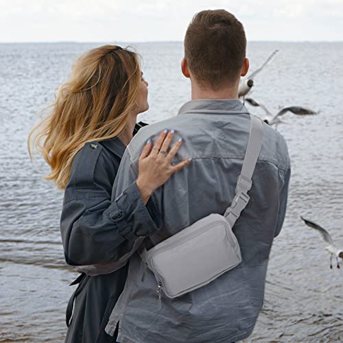 Amazerbst Belt Bag, Fanny Pack, Everywhere Belt Bag,40 Inch Adjustable Strap,for Women and Men,Waterproof - color: Grey