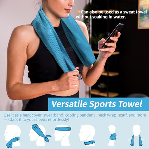 YESLIFE 4-Pack Cooling Towels (40"x 12"), Cooling Neck Wraps, Ice Towel - color: Blue, Grey, Green, Pink