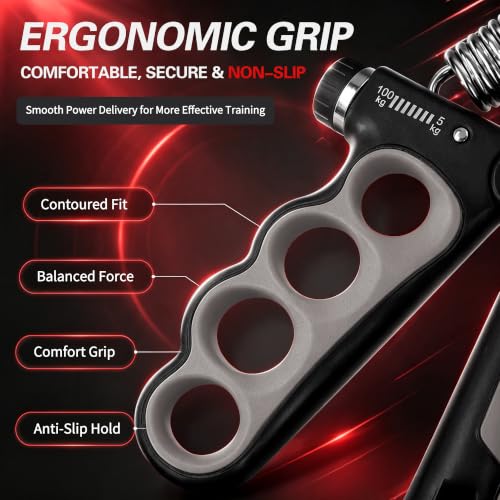 Senston Grip Strength Trainer 2 Pack, Adjustable 11-220lbs with Counter - color: Grey