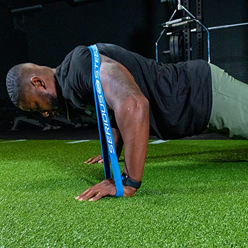 Serious Steel Fitness 32" Resistance Training Bands (Portable Exercise Band System Training Bands- Great for Individuals Under 5'10") - color: #3 Blue (25-80 lbs.)