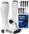 SB SOX Compression Socks for Men & Women (20-30mmHg) - color: White/Black, size: Small