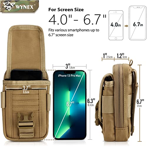 WYNEX Tactical Phone Pouch Molle, EDC Phone Holster, Small Admim Pouch - color: Khaki