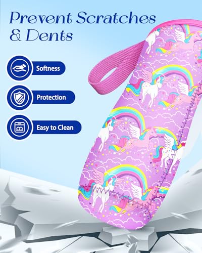 Water Bottle Sleeve for Cirkul 22 oz - Bottles Cover Holder Carrier Bag with Handle Strap - color: Pink Purple