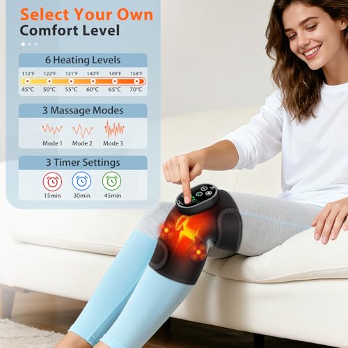 Cordless Knee Heating Pad, Heated Knee Massager with Vibration FSA Eligible - color: Black(pair)
