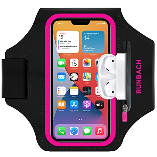 Armband for Samsung Galaxy S26/S25/S24/S23/S22/S21/S20/S10/S9/S8,Galaxy A01/A8/A10e/A20e/A41/M01/Xcover 5,Water Resistant Sport Armband with Zipper Slot for Galaxy Buds (Pink) - color: Pink