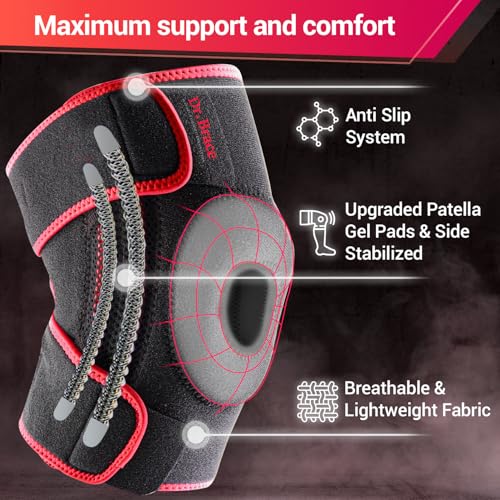 DR. BRACE ELITE Knee Brace with Side Stabilizers & Patella Gel Pads - color: Sunrise, size: Medium
