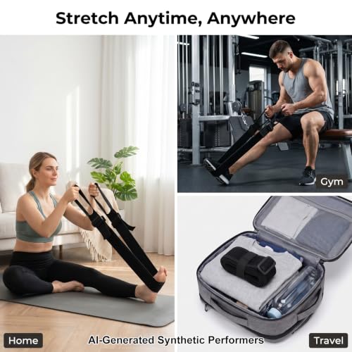 Leg Lifter Strap with Dual Handles, Adjustable Thick Elastic Leg Lifter for Knee Recovery, Post Knee Surgery Must Haves, Knee Exercise Equipment, Hip Kit Aids for Knee Replacement Recovery, Portable Leg Stretching Strap for Home Fitness & Mobility Trainin