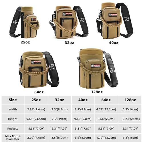 NATURE PIONEOR 64 oz Insulated Water Bottle Carrier Holder with Strap - color: Brown, size: 64 oz