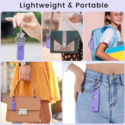 TIPSEAN Personal Safety Alarm - 135dB Ultra Loud Siren with LED Strobe Light, USB-C Rechargeable, Compact Keychain Alarm for Women/Men, Emergency Flashlight & Vibration Alert(Purple) - color: Purple